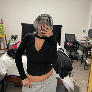 Zara black cut out long sleeve shirt
